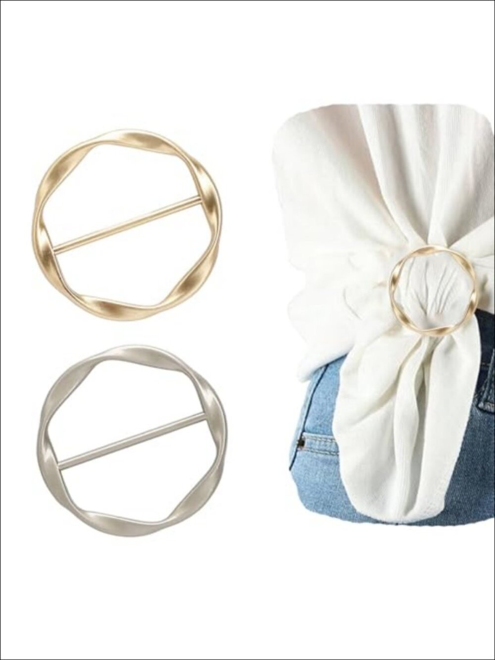 Zinc Alloy Scarf Ring Clip Set T-Shirt Tie Clips Round Wrap Holder